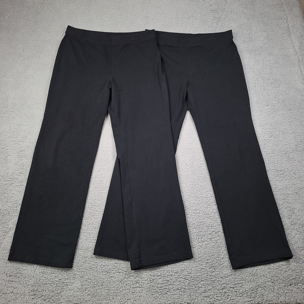 LOT (2) LL Bean Women Large M/Tall Perfect Fit Straight Leg Pull On Pants Lounge